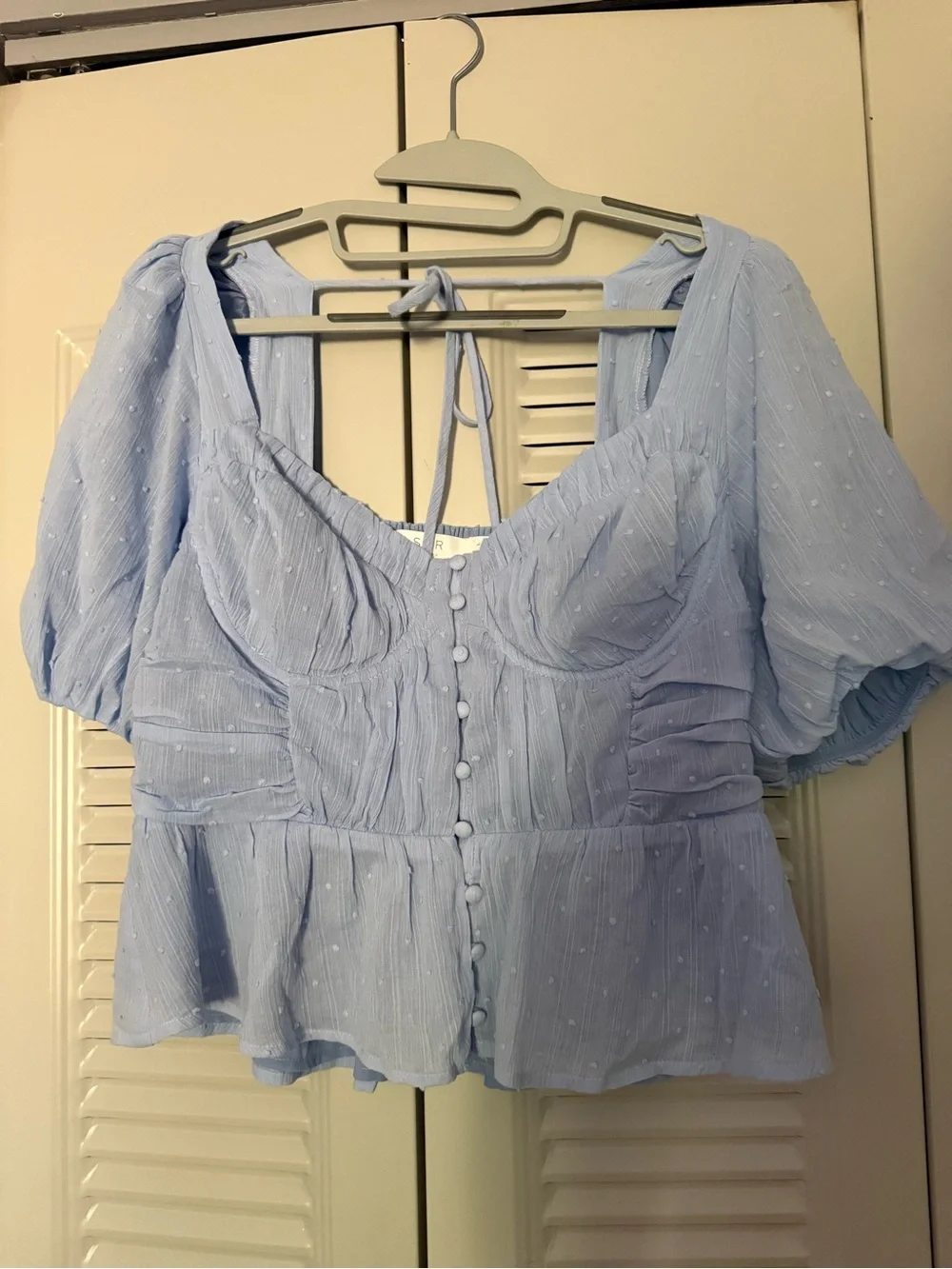 ASTR Puff Sleeve Peplum Top